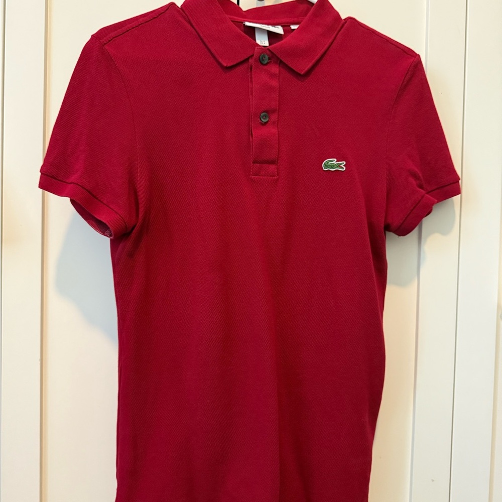 Lacoste Red Polo Shirt Classic Style Cotton Pique